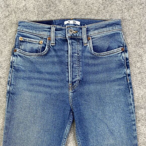 Redone 90s High Rise Ankle Crop Size 27 in Dusk Destroy Wash 190-3whrac - Picture 2 of 13